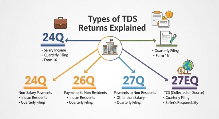 Tds Return Example Types of TDS Returns Explained : 24Q, 26Q, 27Q, 27EQ